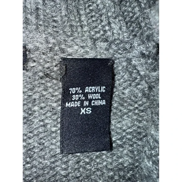 Moda International Wrap ShawlCollar Cardigan Women XS Gray Wool Blend Buckle Y2K - Picture 8 of 10